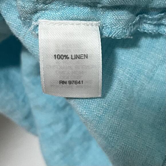 J Jill 100% Linen Boxy Flowy Top Size MP Aqua Blue Coastal Nautical - Picture 6 of 6